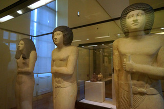 Very early dynasty Egyptian statues, four to five thousand years old