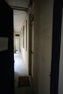 The narrow corridor to our teeny home