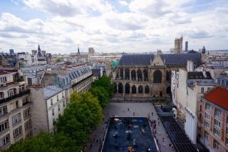 Looking down at the Place Stravinsky, next to the Pompidou