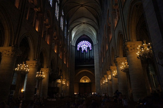 Back down the nave to the rose window