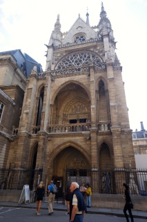 The front. Surrounded by a police station and flanked by buildings