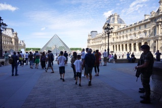 Back at the Louvre, for day two. Pyramids and machine guns