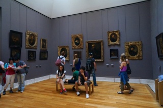 Theresa and a wall of Rembrandts