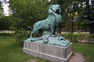 Lion conquers ostrich