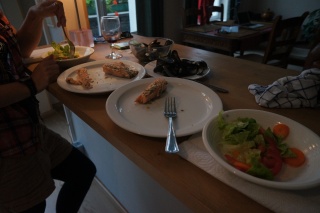 Salmon and mussel dinner. Nice