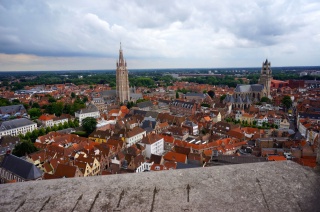 The Brugge Skyline with Church of Our Lady and St. Saviour's Cathedral towers