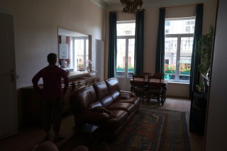 Saying goodbye to our luxurious front room. You could have fit three of Sam's flat in here