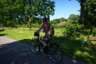 Theresa, taking it in with speed on her new ride