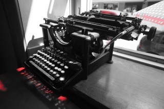 Cool old typewriter, red filter