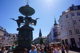 The Stork Fountain, where locals meet. There may be a tourist or two around as well