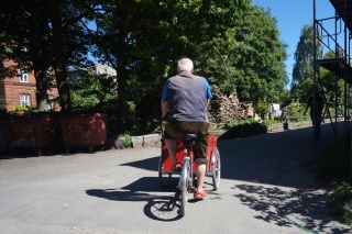 Last shot before the green zone. Our guide, we walked, he biked