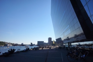 Outside the National Library on the walk home