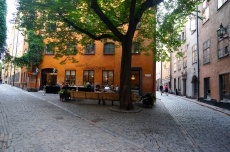 Our hostel building, behind a cute cafe
