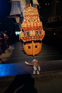 Sock monkey found a ship his size, and missed it
