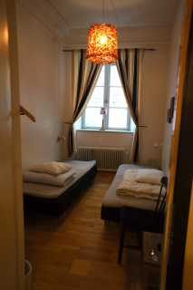 Our little hostel room with location, location, location