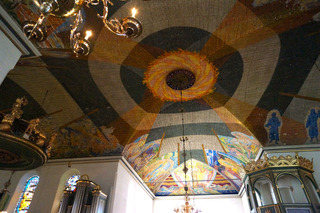 Inside the Cathedral, pretty spectacularly painted wood roof