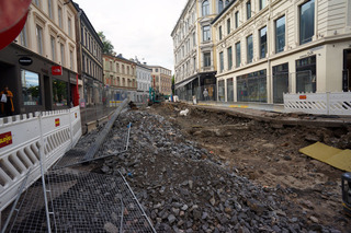 The construction scene in front of our hotel. Keeps the traffic down