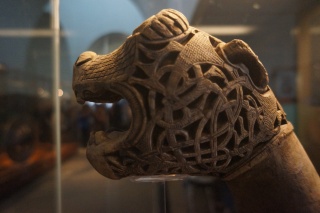 Carved head on the end of a staff