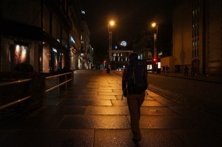 ...and up Karl Johans Gate as the bars emptied. Lively in patches