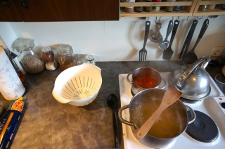 Dinner, a little spaghetti. Love having a kitchen