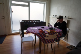 Brian, thinking too hard to play foosball