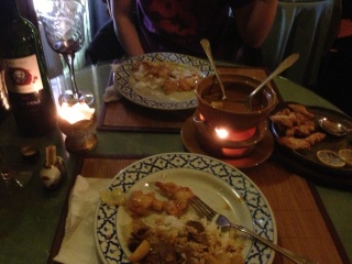 A little Thai food for dinner at the place next door. A great way to spend down the kroner
