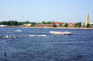 Out a dirty Hermitage window, across the Neva river the Peter and Paul Fortress