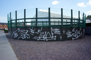 A cute American style skate park, perhaps with some ELL issues