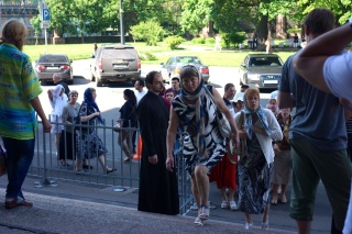 A monk in a crowd