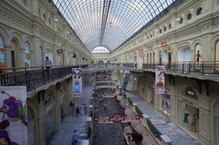 On the inside, one of three of these enormous three story vaulted halls