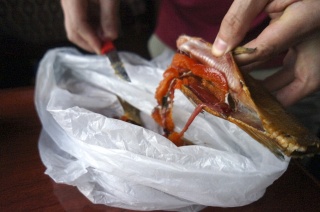 First you have to gut your dried snack
