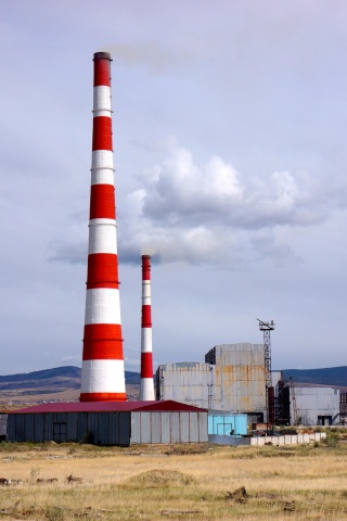 Colorful operating factory
