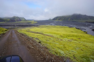 Dropping down toward the river bed