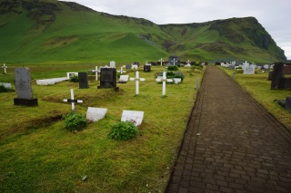 The picturesque and well attended Vik cemetery