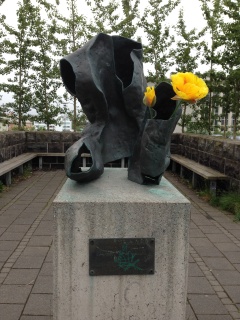Public art, flowers added