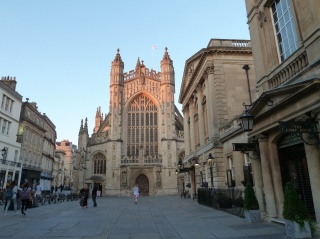 The Bath Abbey at sunset
