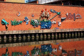 Art from trash, along the canal