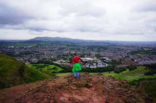 Theresa at Edinburgh's highest point, Arthur's Seat