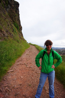 Theresa at the end of a long day of Holyrood Park