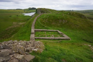 Looking down at a mile castle foundation. They came every...