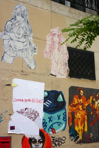 Street art in the neighborhood is heavily stenciled