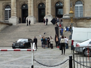 Making a movie on the steps of the Palais de Justice