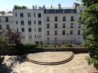 Our digs from the back. Top left window in the dark part