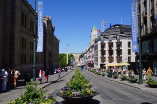 Up Karl Johan's Gate. It's the tourist drag, not a gate