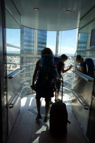 Back to the Radisson and on our way to the train in the glass lift
