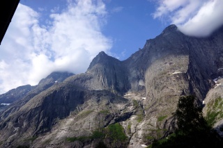 Looking out the window in the morning, up at Trollveggen