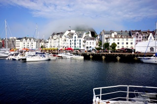 The postcard perfect little community of Alesund in the evening