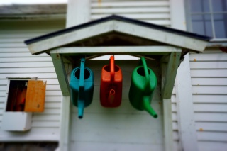 Theresa and colorful buckets