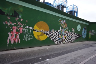 On the walls of the new underground station, art