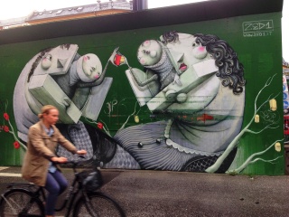 On our brief walk for the day. We love the art